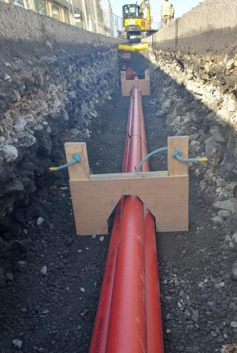 Figure 11: A typical cable duct installation in the road